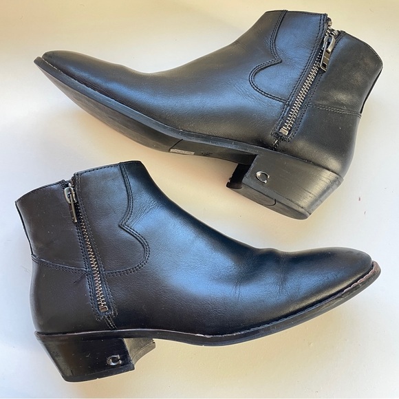 Coach Dani Ankle Bootie Black Leather Boot Western Vibe 7.5 - Picture 1 of 7